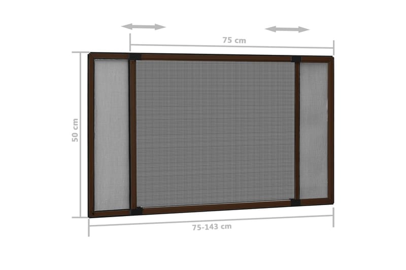 Expanderbart insektsnät för fönster brun (75-143)x50 cm - Brun - Trädgård & spabad - Utemiljö - Trädgårdsdekoration - Myggnät & insektsnät