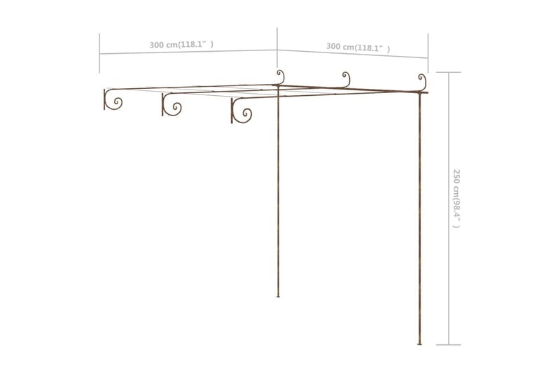 Pergola antikbrun 3x3x2,5 m järn - Brun - Rosenbåge - Trädgårdsfigurer & trädgårdsprydnad