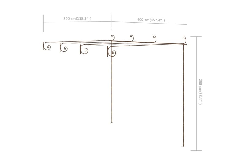 Pergola antikbrun 4x3x2,5 m järn - Brun - Rosenbåge - Trädgårdsfigurer & trädgårdsprydnad
