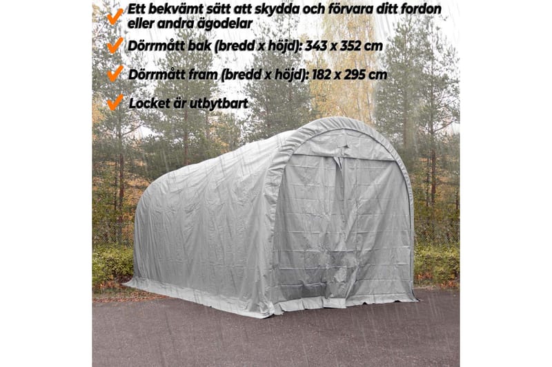 Fornorth Garagetält 4x8 m - Grå - Garagetält - Trädgårdstält & förvaringstält