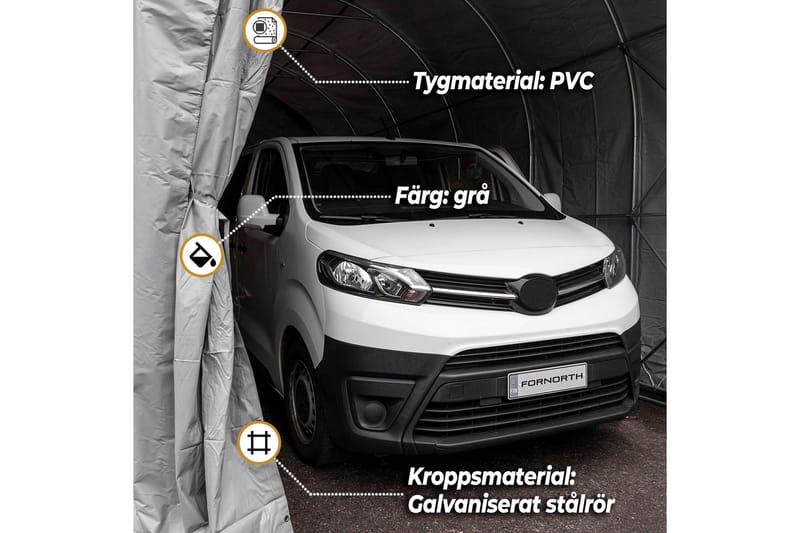 Fornorth Garagetält 4x8 m - Grå - Garagetält - Trädgårdstält & förvaringstält