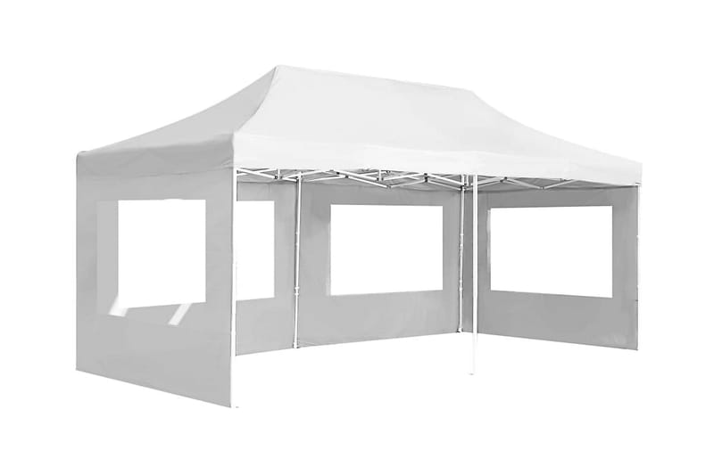 Hopfällbart partytält med väggar aluminium 6x3 m vit - Vit - Partytält - Trädgårdstält & förvaringstält