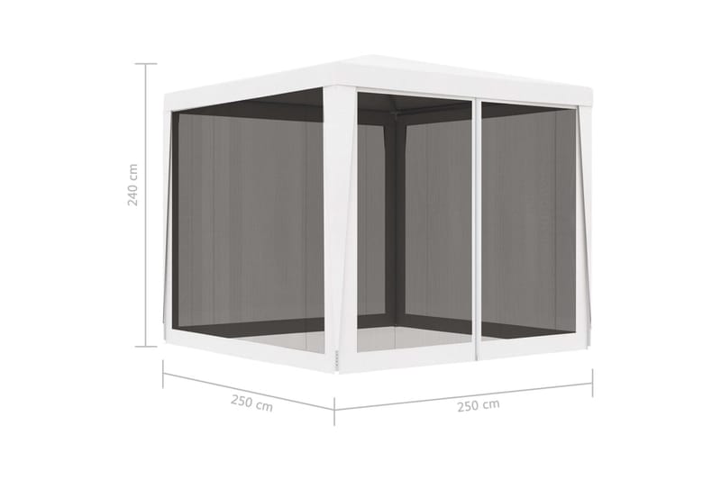 Partytält med 4 sidoväggar i nät 2,5x2,5 m vit - Vit - Partytält - Trädgårdstält & förvaringstält