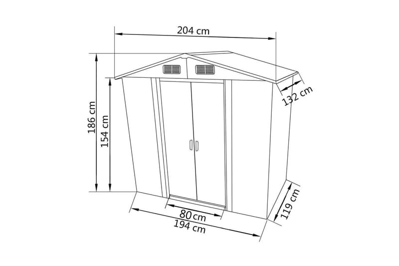 Förvaringsbod i metall grön 204x132x186 cm - Grön - Trädgård & spabad - Uterum & fritidshus - Förråd & bodar - Förrådsbod