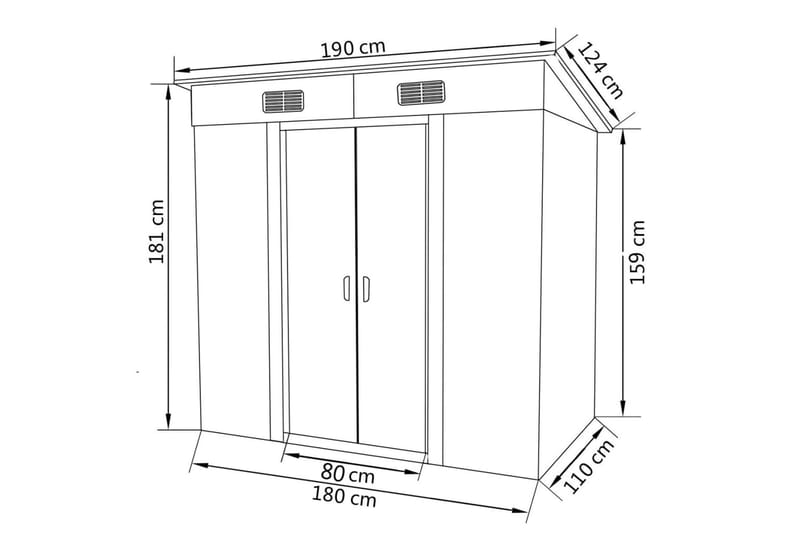 Trädgårdsbod grå metall - Grå - Förrådsbod