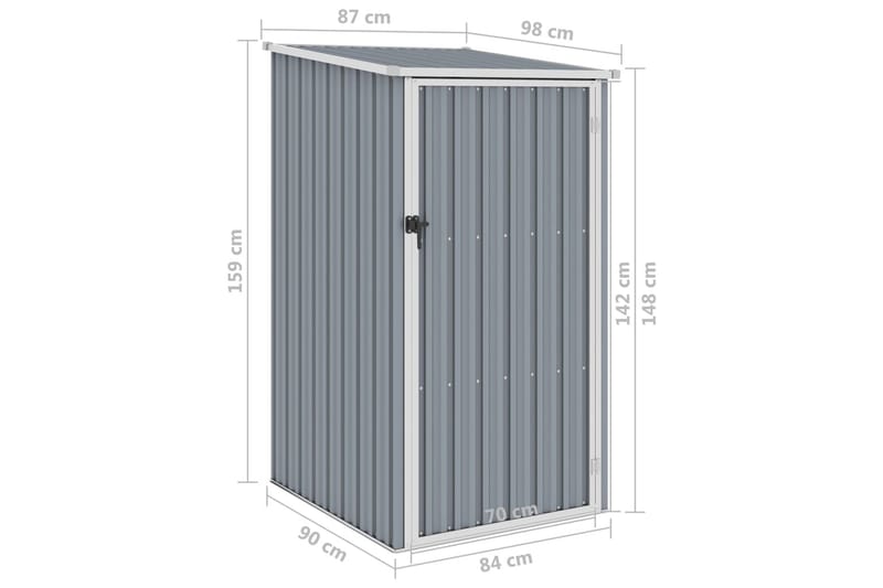 Trädgårdsskjul grå 87x98x159 cm galvaniserat stål - Grå - Trädgård & spabad - Uterum & fritidshus - Förråd & bodar - Förrådsbod