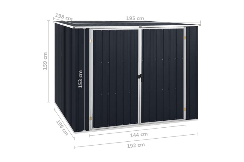 Trädgårdsskjul antracit 195x198x159 cm galvaniserat stål - Antracit - Förrådsbod