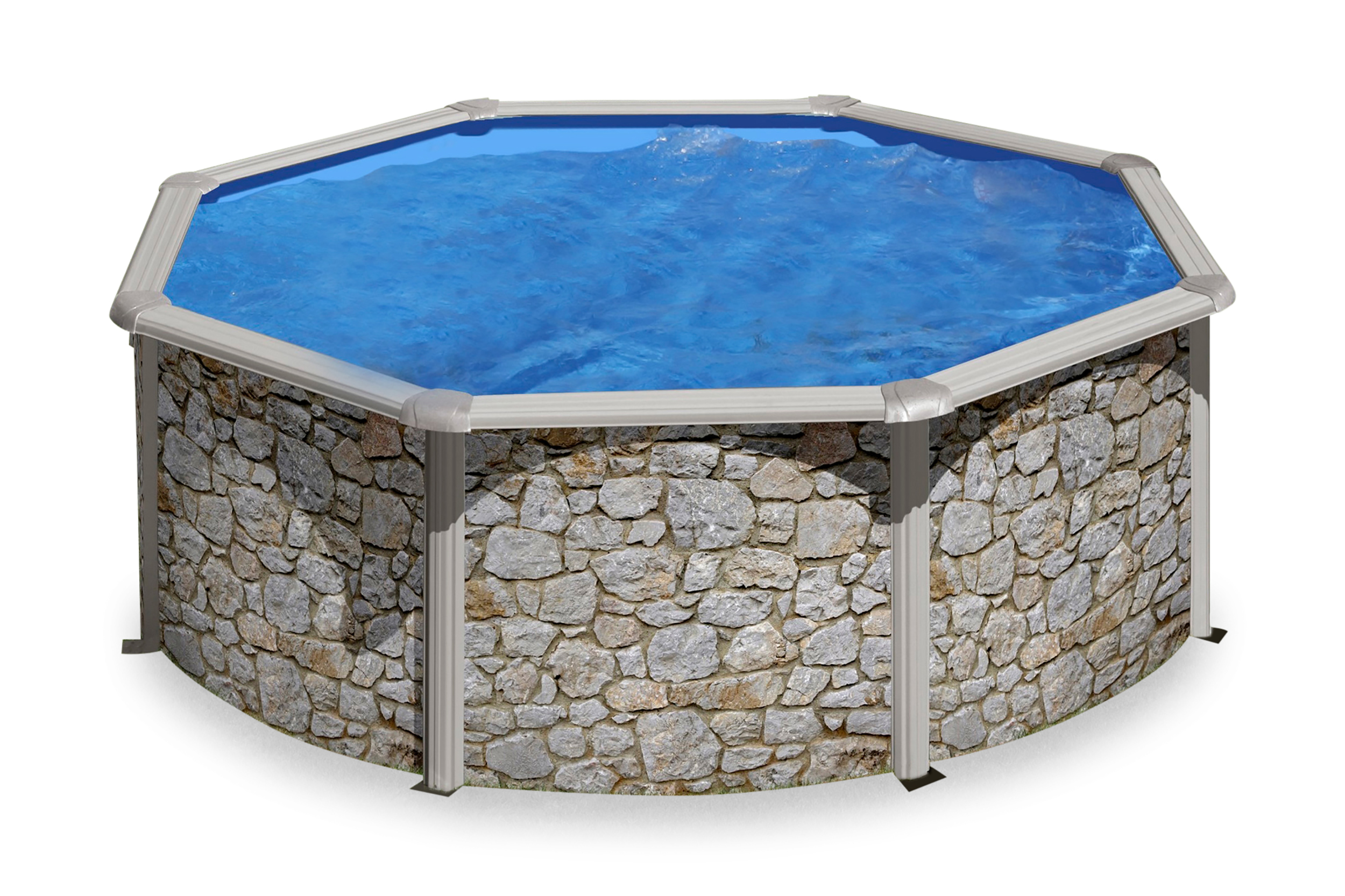 Planet Pool Poolset Stenimitation rund Ø350, H120 cm - Ø350 ovan mark Grå Metall