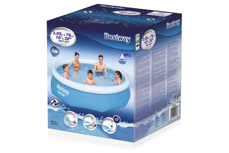 Bestway Fast Set™ Pool Rund 3,05 m Blå - Bestway - Uppblåsbar pool & plastpool