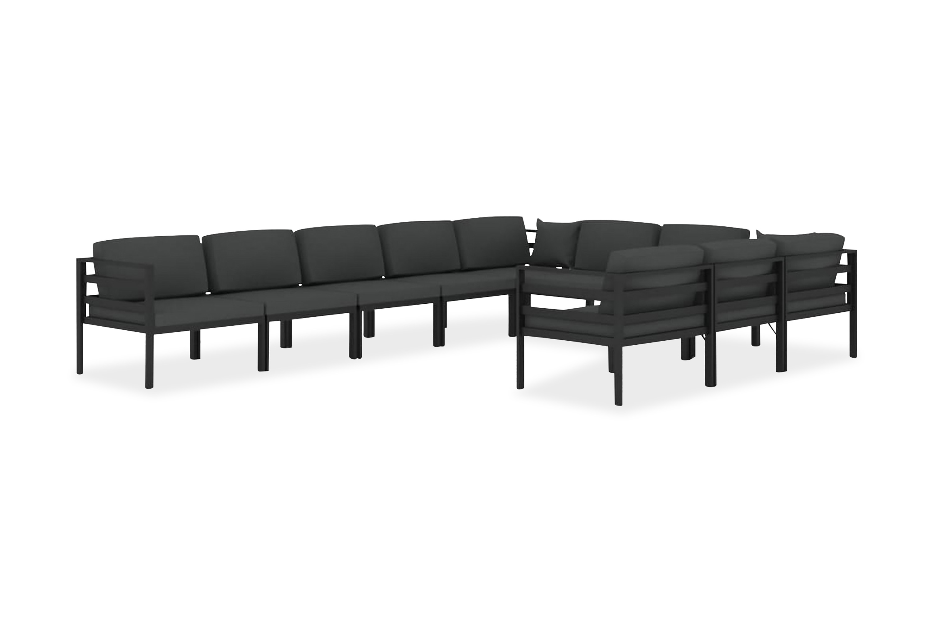 REA/Black Friday Loungegrupp för trädgården 10 delar m. dynor aluminium antra - Antracit Altanmöbler Grå Metall Be Basic