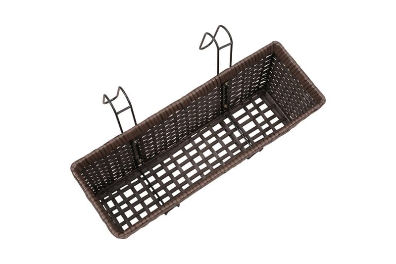 Blomlåda för balkong 2-pack konstrotting/zink brun 50cm - Brun - Balkonglåda