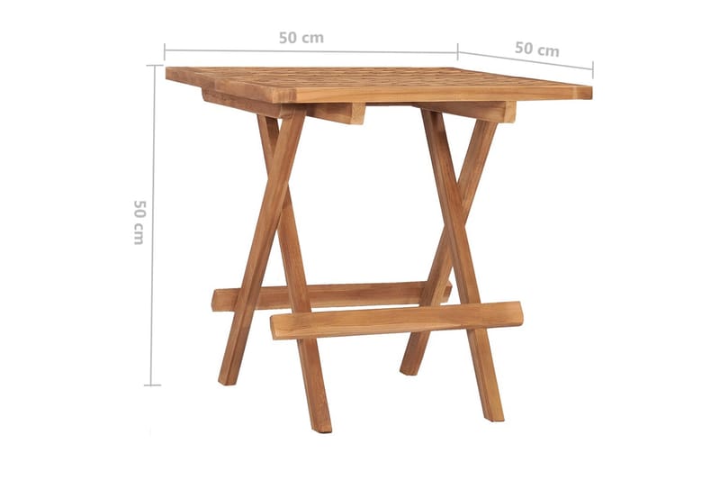 Hopfällbart trädgårdsbord 50x50x50 cm massivt teakträ - Brun - Balkongbord