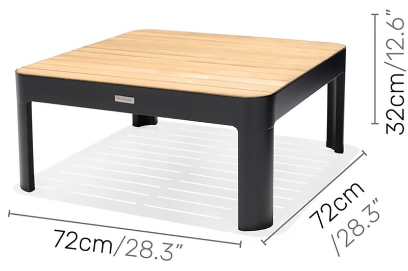 Portals Cafébord och Loungebord 72 cm Teak Trä - Svart - Utemöbler - Balkong - Balkongmöbler - Balkongbord