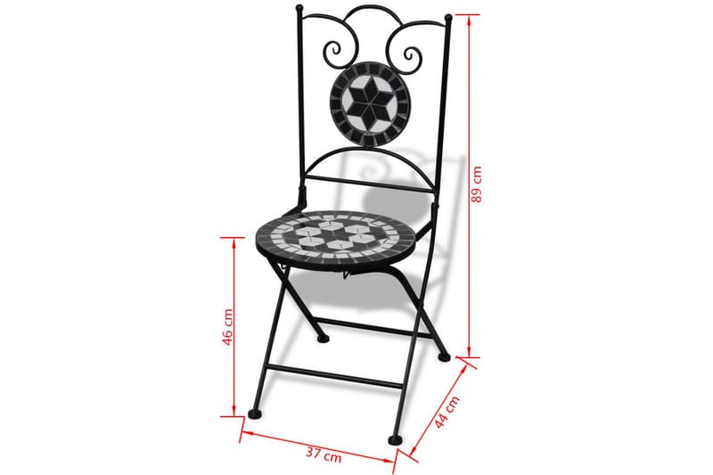 Hopfällbara caféUtestolar 2 st keramik svart och vit - Flerfärgad - Utemöbler - Balkong - Balkongmöbler - Balkongstol