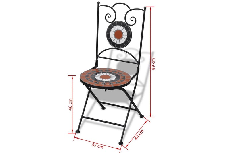 Hopfällbara caféUtestolar 2 st keramik terrakotta och vit - Flerfärgad - Utemöbler - Balkong - Balkongmöbler - Balkongstol