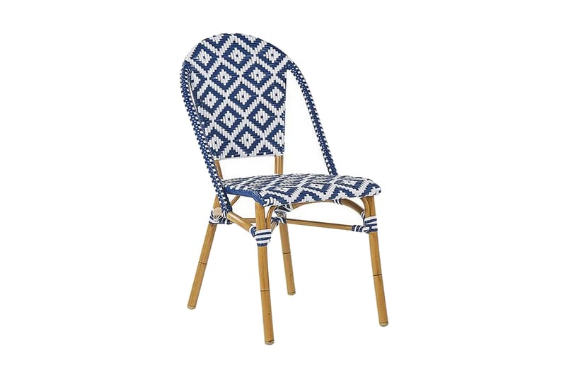 Trädgårdsstol 4 st blå/vit mönster RIFREDDO - Blå - Matstol & karmstol utomhus - Balkongstol