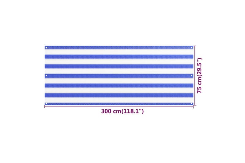 Balkongskärm blå och vit 75x300 cm HDPE - Flerfärgad - Balkongskydd & insynsskydd balkong