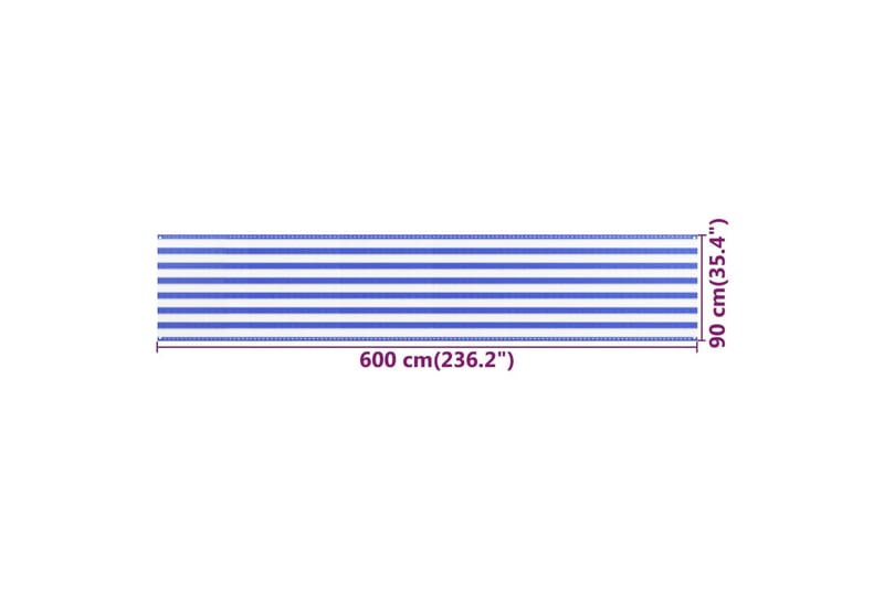 Balkongskärm blå och vit 90x600 cm HDPE - Flerfärgad - Balkongskydd & insynsskydd balkong