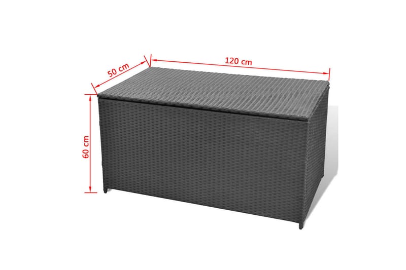 Dynbox 120x50x60 cm konstrotting svart - Svart - Utemöbler - Dynförvaring & möbelskydd - Dynboxar & dynlådor