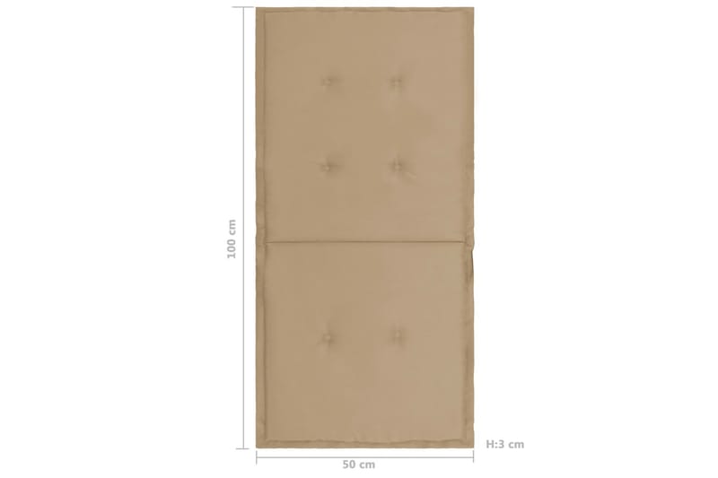 Dynor för trädgårdsstolar 2 st beige 100x50x3 cm - Beige - Utemöbler - Dynor - Sittdynor & ryggdynor utemöbler