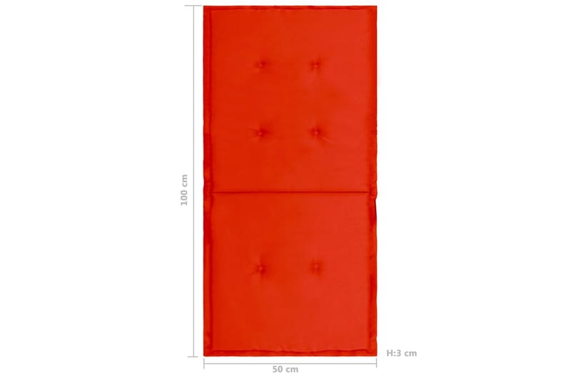 Dynor för trädgårdsstolar 2 st röd 100x50x3 cm - Röd - Sittdynor & ryggdynor utemöbler