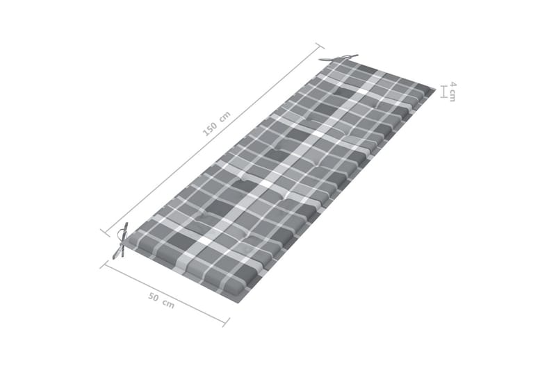 Dyna för trädgårdsbänk grått rutmönster 150x50x4 cm tyg - Flerfärgad - Soffdynor & bänkdynor utemöbler