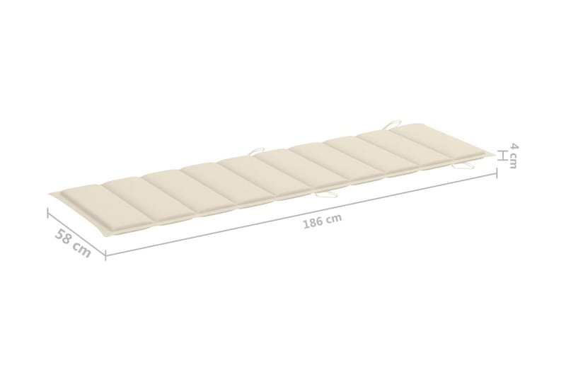 Solsängsdyna gräddvit 186x58x3 cm - Vit - Dyna solsäng