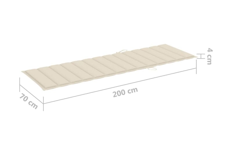 Solsängsdyna gräddvit 200x70x3 cm tyg - Vit - Utemöbler - Dynor - Dyna solsäng