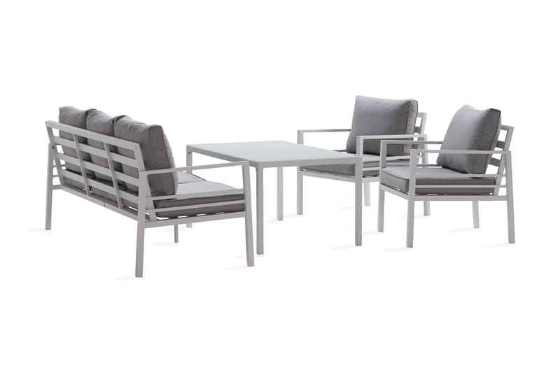 Ariany Loungegrupp Utomhus – Utemöbler 5-sits Loungeset i Aluminium - Vit / Gråa dynor - Utemöbler - Loungemöbler - Loungegrupp & Loungeset