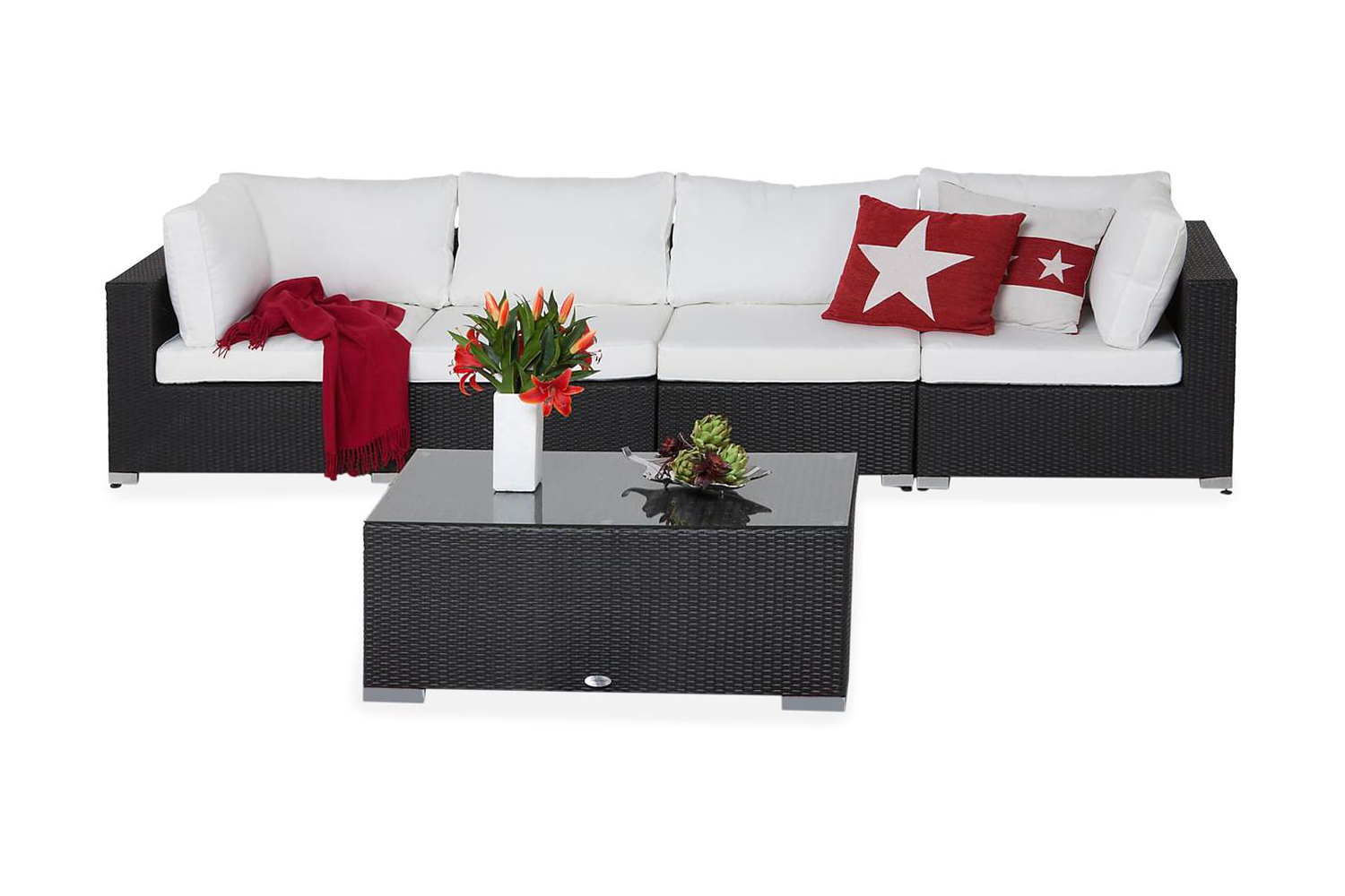 Comfort Garden Bahamas Loungegrupp 4-sits Bord - Svart & Loungeset Plast