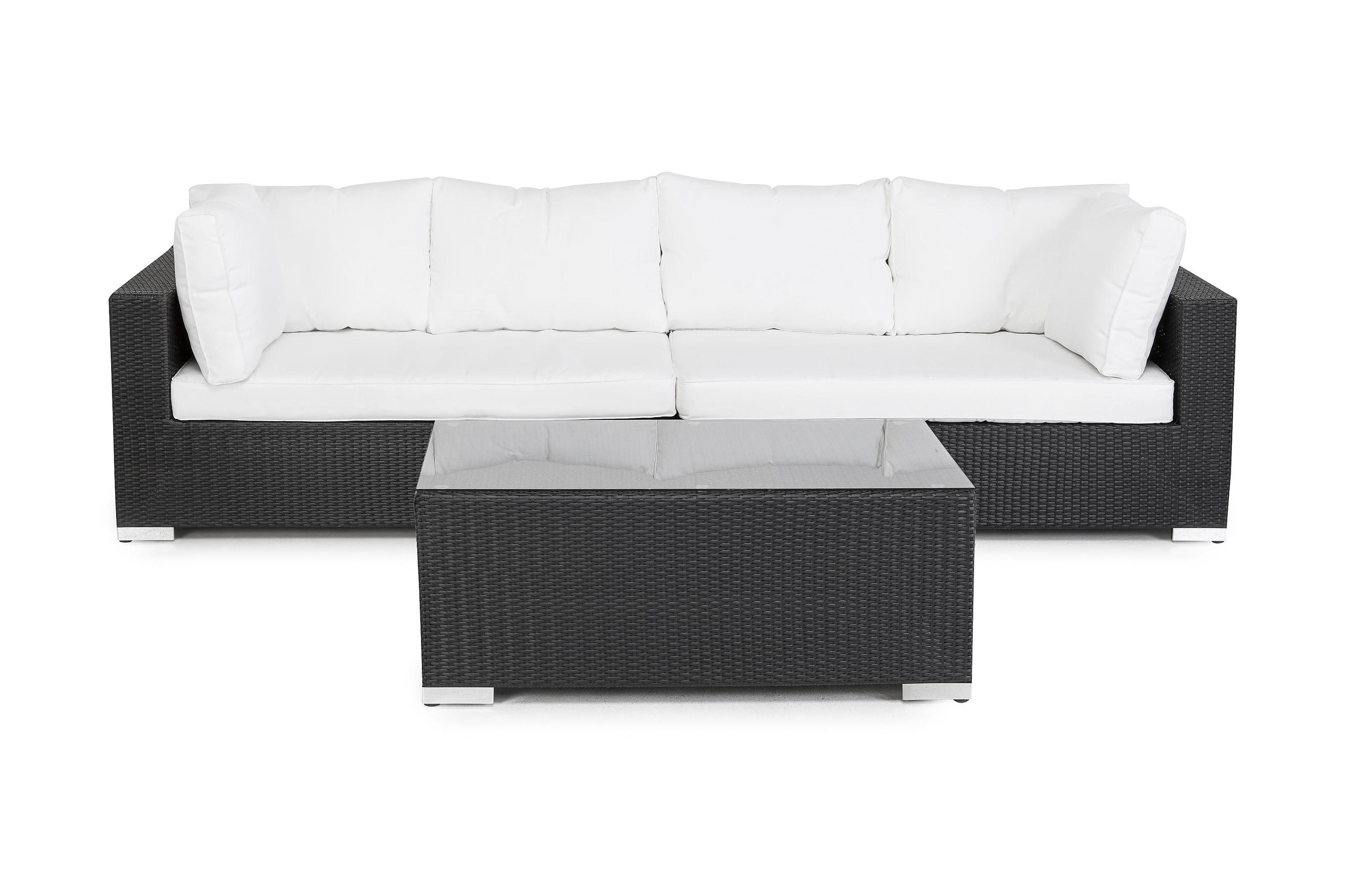 Comfort Garden Bahamas Loungegrupp 4-sits Bord - Svart & Loungeset Vit,Svart Plast