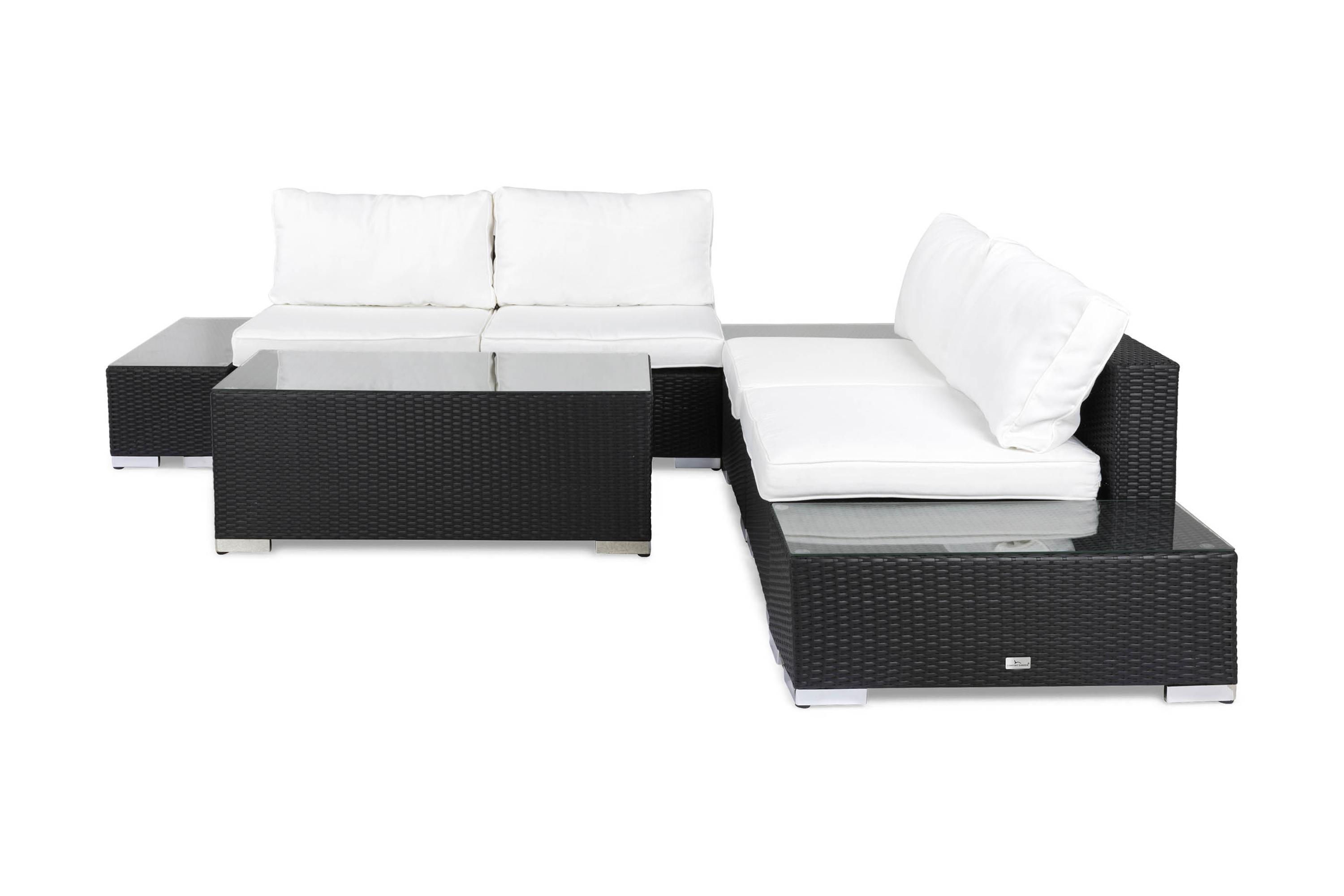 Comfort Garden Bahamas Loungegrupp 5-sits 1 Bord - Divan 2 Avslut Svart & Loungeset Vit,Svart