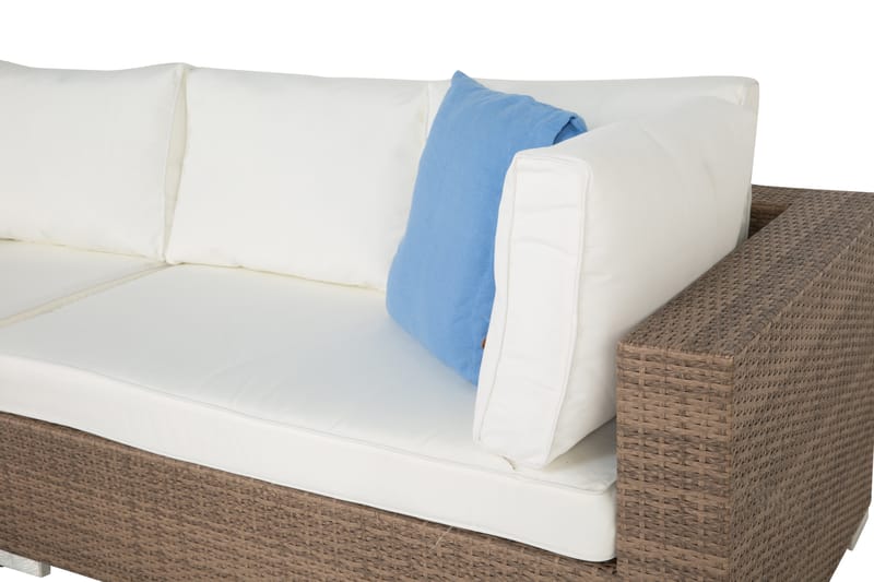 Bahamas Loungegrupp Utomhus - 5-sits Konstrotting Utemöbler Loungeset för Trädgård och Altan - Beige / Vita dynor - Trädgård & spabad - Utemiljö - Altan & terrass - Altanmöbler