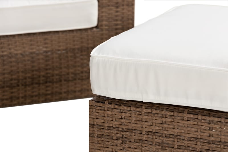 Bahamas Stor Loungegrupp Utomhus - 6-sits Konstrotting Utemöbler Loungeset för Uteplats och Trädgård - Beige / Vita dynor / Plast - Trädgård & spabad - Utemiljö - Altan & terrass - Altanmöbler