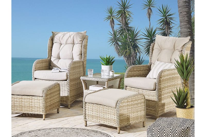 Cecata 2-sits Loungegrupp - Beige/Konstrotting - Altanmöbler - Soffgrupp utomhus - Loungegrupp & Loungeset