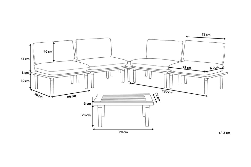 Frascati Loungegrupp Utomhus 80 cm - Grå - Utemöbler - Loungemöbler - Loungegrupp & Loungeset