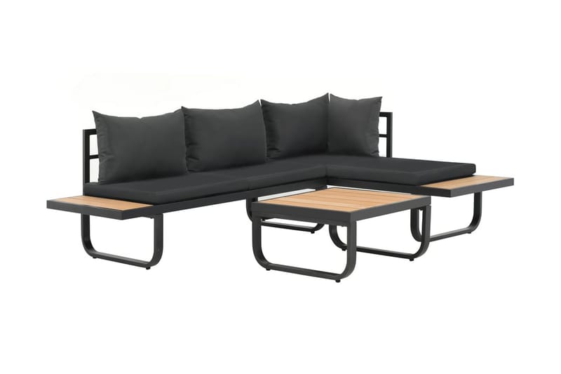 Hörnsoffa set med dynor 2 delar aluminium WPC - Grå - Altanmöbler - Soffgrupp utomhus - Loungegrupp & Loungeset