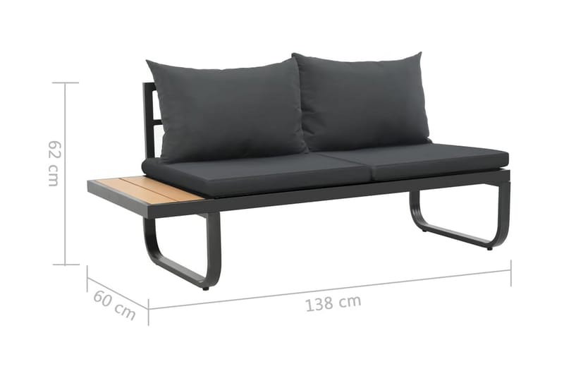 Hörnsoffa set med dynor 2 delar aluminium WPC - Grå - Altanmöbler - Soffgrupp utomhus - Loungegrupp & Loungeset