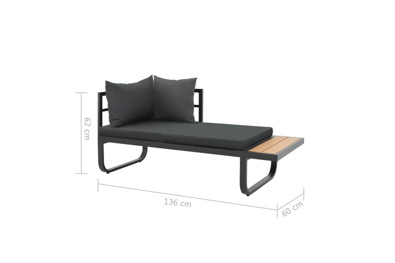 Hörnsoffa set med dynor 2 delar aluminium WPC - Grå - Altanmöbler - Soffgrupp utomhus - Loungegrupp & Loungeset