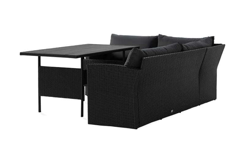 James Light Loungegrupp Utomhus Vänster – 4-sits Konstrotting Loungeset för Trädgård - Svart / Svarta dynor - Utemöbler - Loungemöbler - Loungegrupp & Loungeset