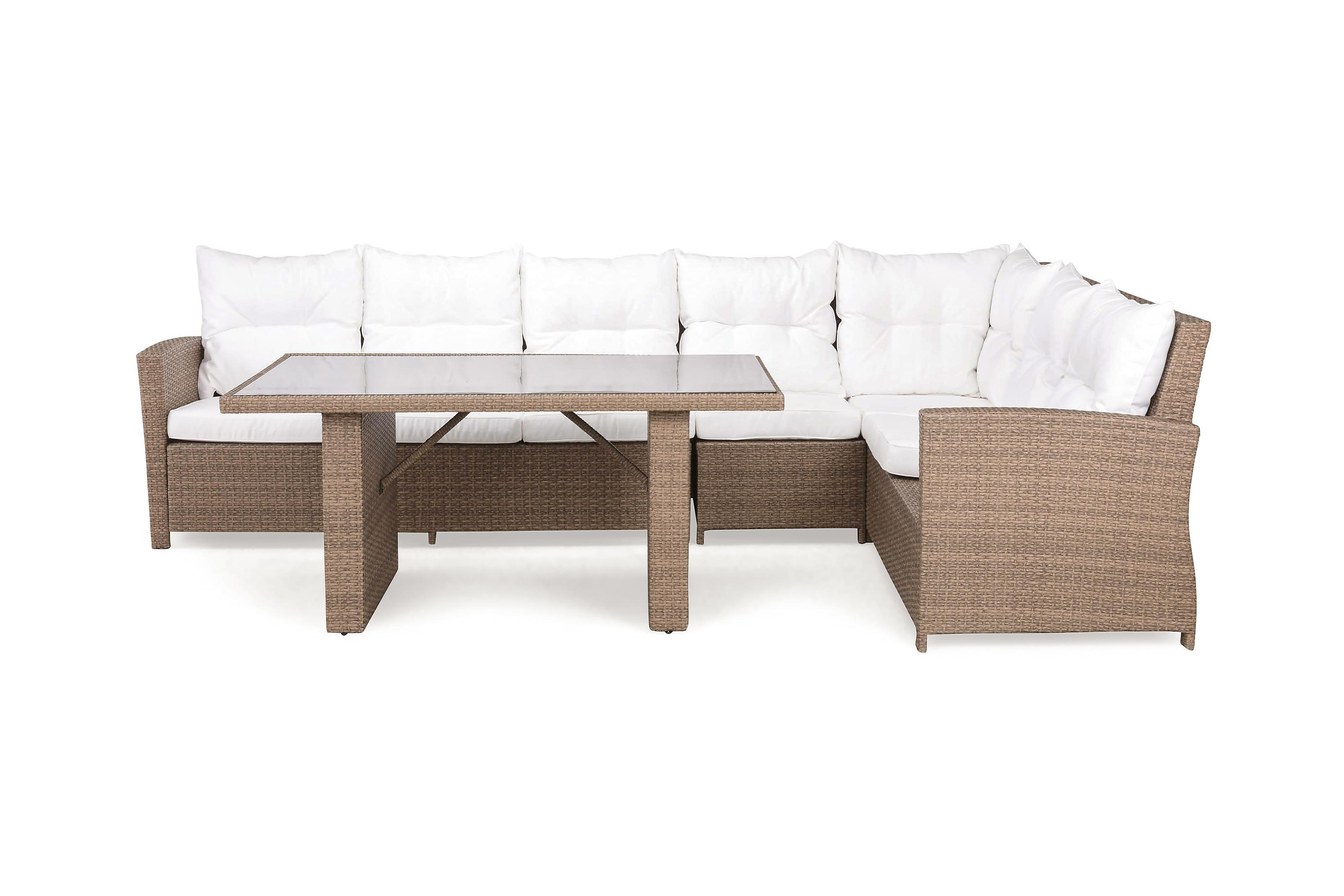 Comfort Garden James Loungegrupp Sand/Glas - Bord Soffa Höger Mittdel & Loungeset Vit,Brun,Beige