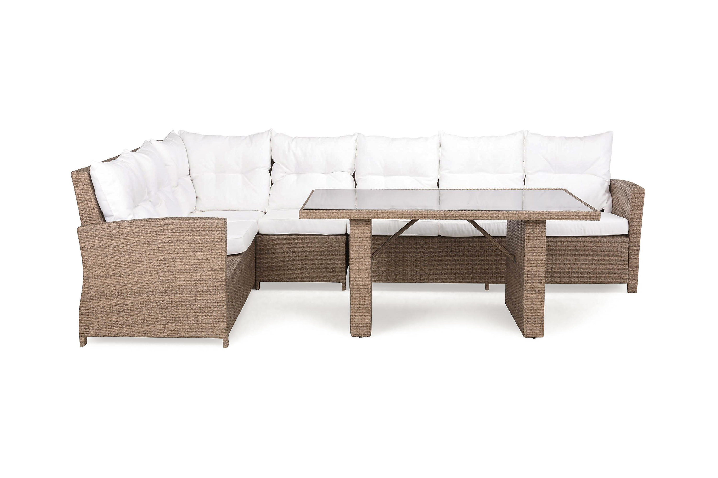 Comfort Garden James Loungegrupp Sand/Glas - Bord Soffa Vänster Mittdel & Loungeset Vit,Brun,Beige