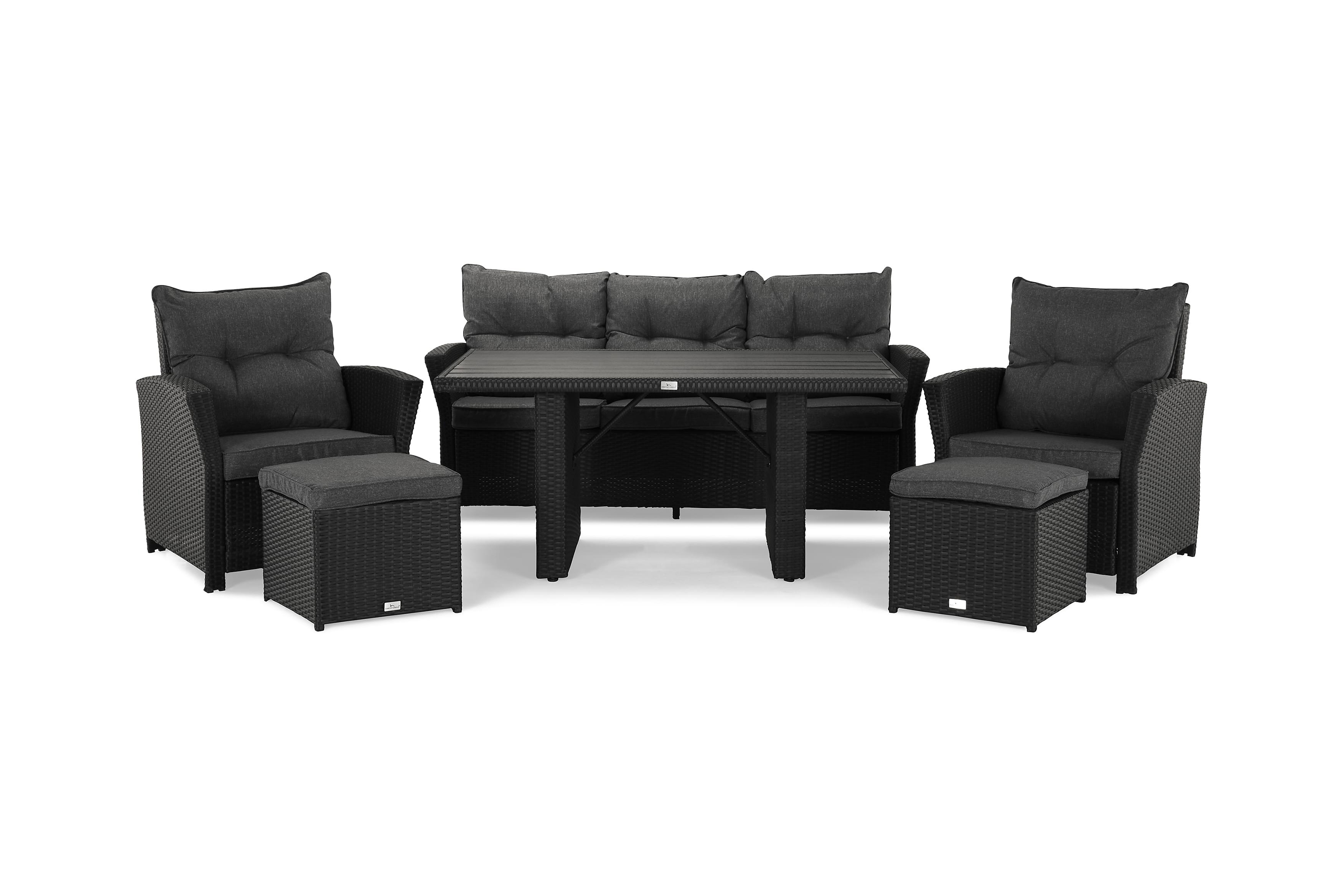 Comfort Garden James Loungegrupp Svart/Aintwood - Bord Soffa 2 st Pall m Dyna & Loungeset Grå,Svart