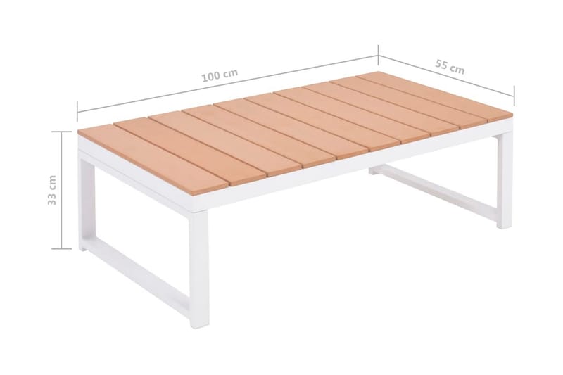 Loungegrupp för trädgården med dynor 4 delar aluminium WPC - Flerfärgad - Altanmöbler - Soffgrupp utomhus - Loungegrupp & Loungeset