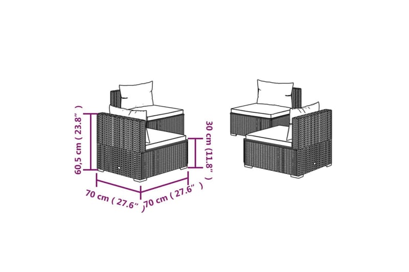 Loungegrupp för trädgården med dynor 4 delar konstrotting br - Brun/Vit - Utemöbler - Loungemöbler - Loungegrupp & Loungeset