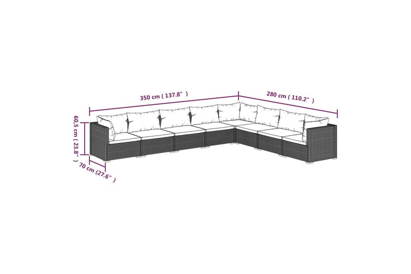 Loungegrupp för trädgården med dynor 8 delar konstrotting sv - Svart/Vit - Altanmöbler - Soffgrupp utomhus - Loungegrupp & Loungeset