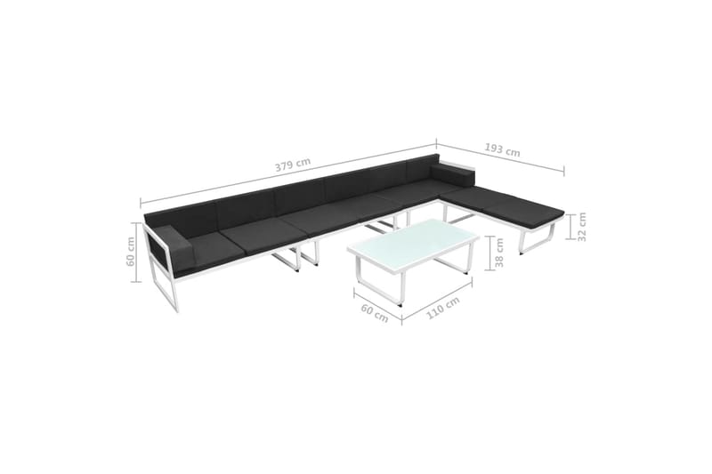 Loungegrupp Utomhus för trädgården 5 delar textilene aluminium svart - Svart - Utemöbler - Loungemöbler - Loungegrupp & Loungeset