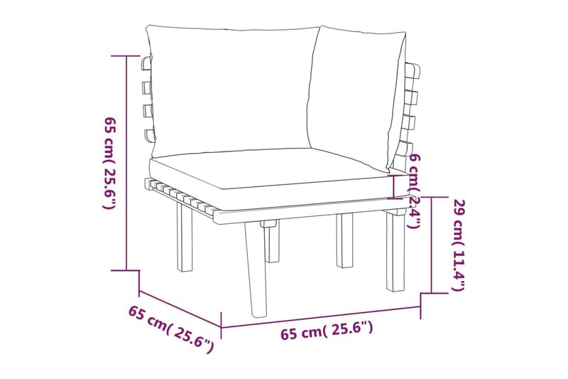 Loungegrupp Utomhus för trädgården med dynor 4 delar massivt akaciat - Brun - Utemöbler - Loungemöbler - Loungegrupp & Loungeset