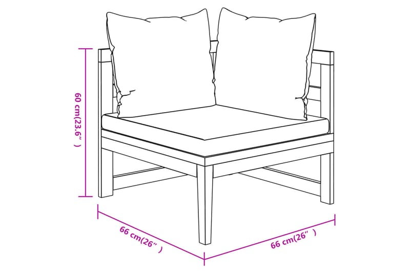 Loungegrupp Utomhus för trädgården med mörkgrå dynor 3 delar akacia - Mörkgrå - Utemöbler - Loungemöbler - Loungegrupp & Loungeset