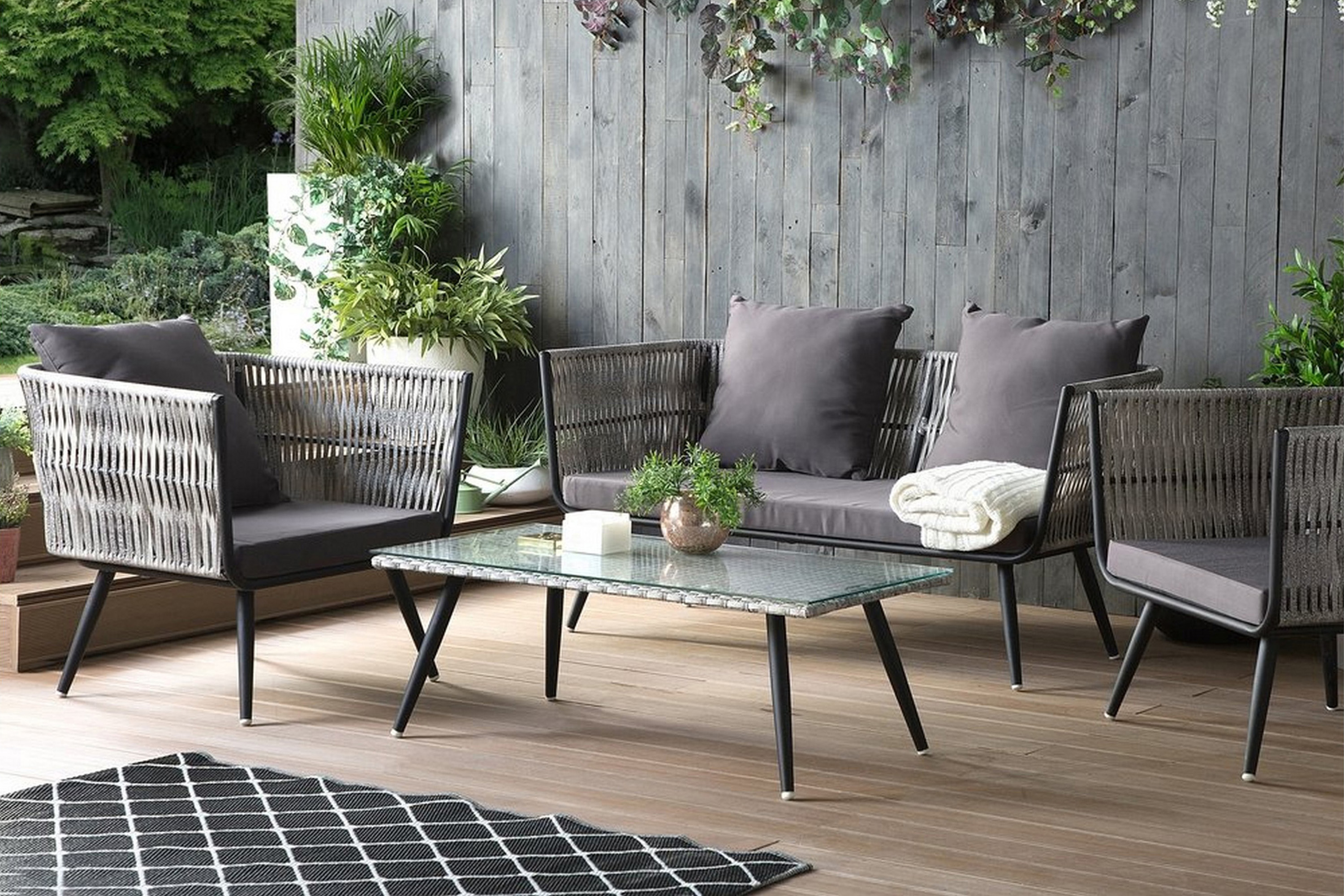 Ragusa Loungegrupp 156 cm - Grå & Loungeset Tyg